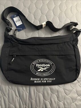 Reebok Black Messenger Bag with White Logo